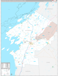 Watertown-Fort Drum Metro Area Wall Map Premium Style 2024
